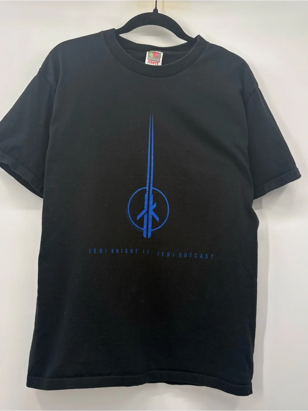 Fruit of the Loom Black T‑Shirt with Blue Jedi Knight Graphic